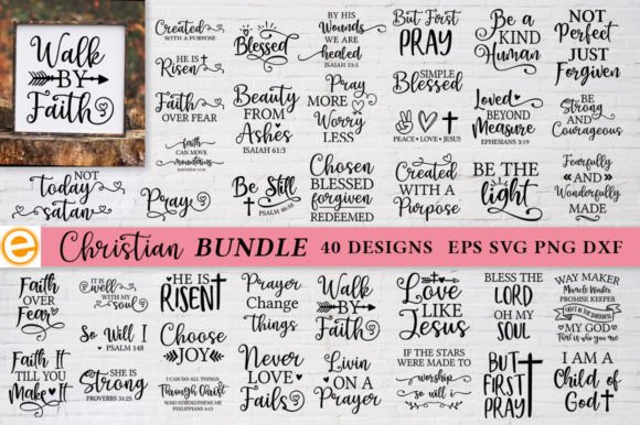 Christian Bible Verse Jesus Svg Bundle for Graphics & Crafts