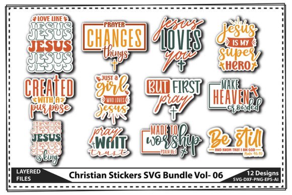 Christian Stickers SVG Bundle Vol- 06 – Graphics & Crafts for Branding