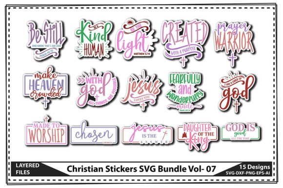 Christian Stickers SVG Bundle Vol-07 for Crafts & Graphics