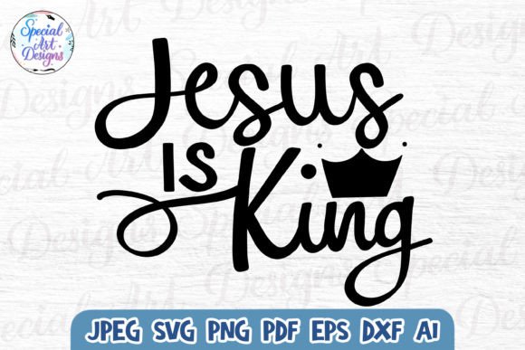 Heart Jesus is King Christian Svg
