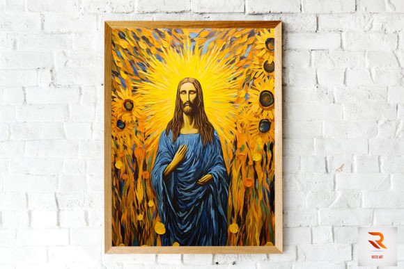 Jesus Wall Art Inspired Van Gogh Style: Graphics & Backgrounds for Branding