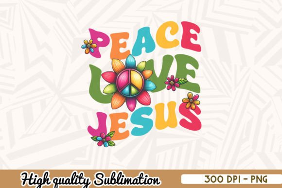 Peace Love Jesus Retro Sunflower