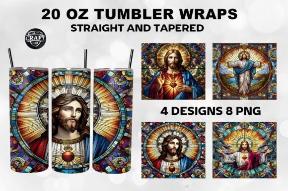 Stained Glass Jesus Tumbler Wrap Graphics